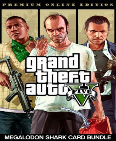 Grand Theft Auto V GTA 5 - Premium Online Edition & Megalodon Shark Card Bundle Game Cover
