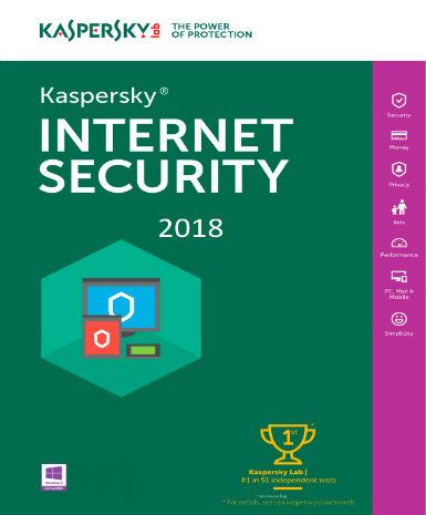Kaspersky Internet Security 2018 1 Year 1 PC Game Cover