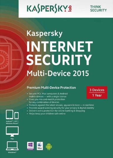 Kaspersky Internet Security Multi Device 2015 1 Year 3 PC Game Cover